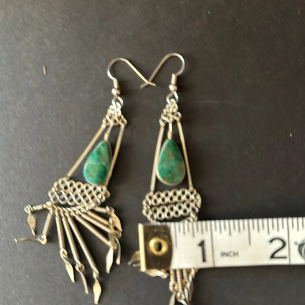 Peruvian Wire Work Earrings with Turquoise Stone_6